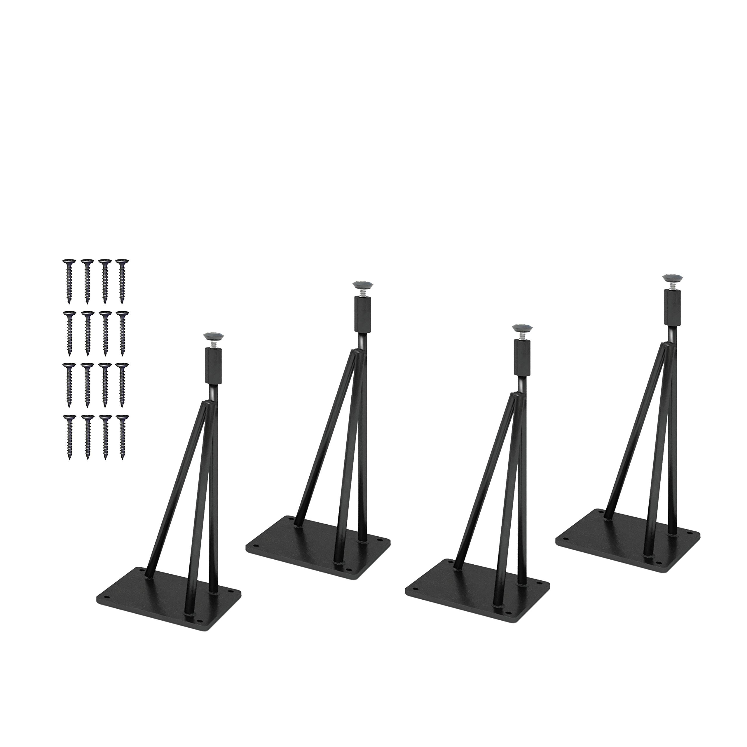 Industrial Metal Hairpin Table Legs Set of 4 - Adjustable Height 16
