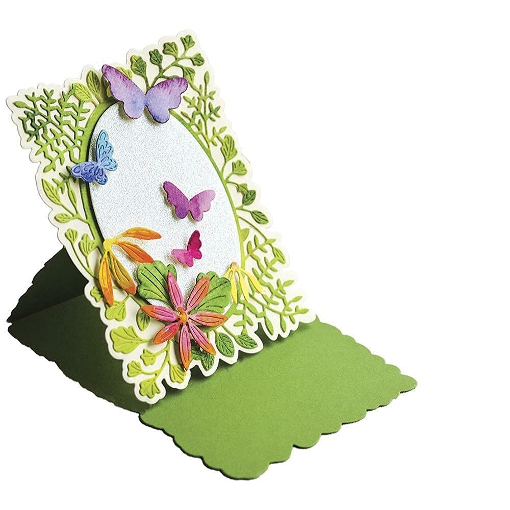 Amaza Pop Up Card Die Cut - Metal Paper Cutting Dies & Stencils for DIY Scrapbooking, Decorative Embossing, Handmade Greeting Cards - Fern & Daisy Pop Up Easel Set | Perfect for Wedding Invitations, Birthday Cards & Home Decor