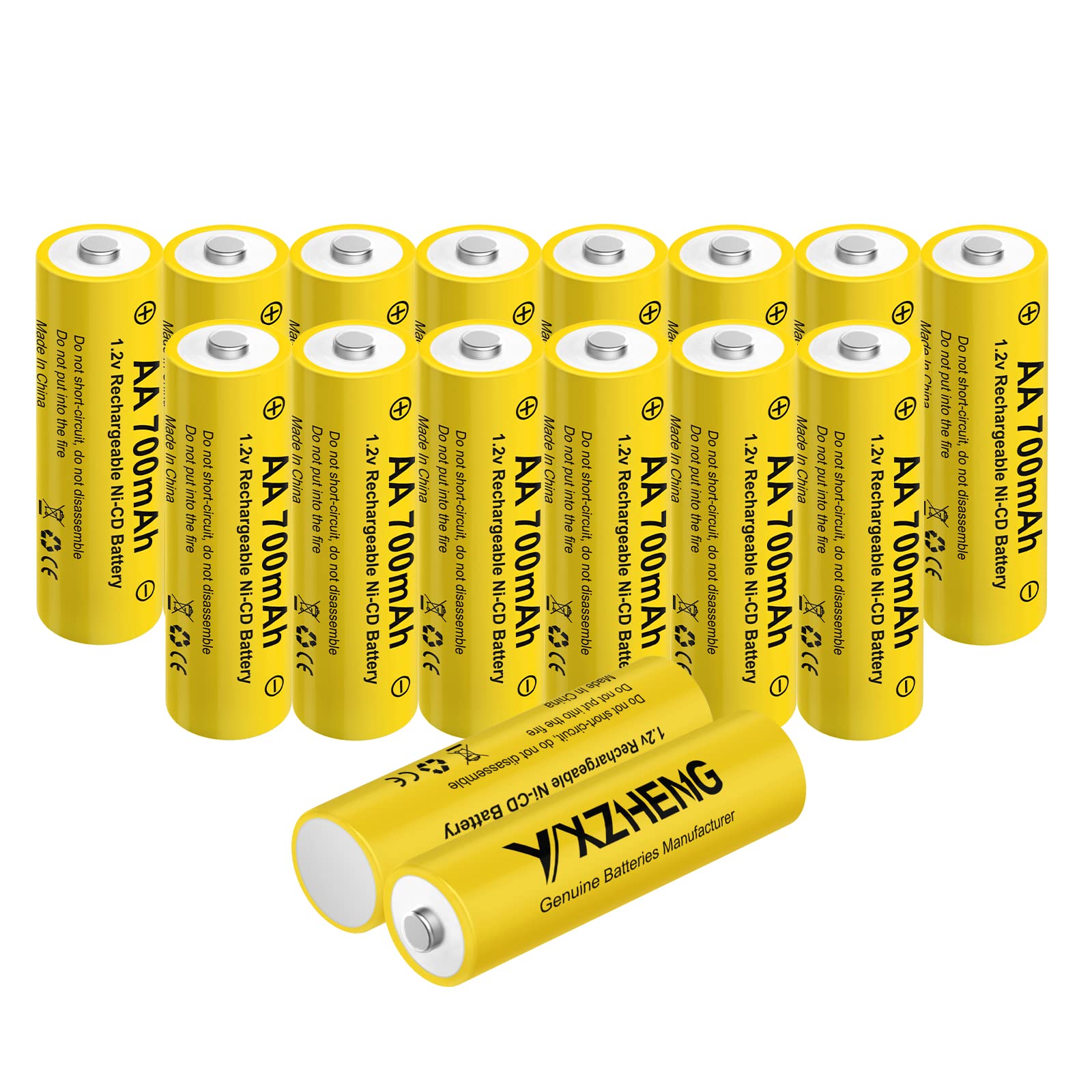 16pcs AA NiCd 700mAh 1.2V Rechargeable Batteries for Solar Garden Lights - Perfect for Outdoor Solar Lighting, Landscape Decor & Pathway Illumination