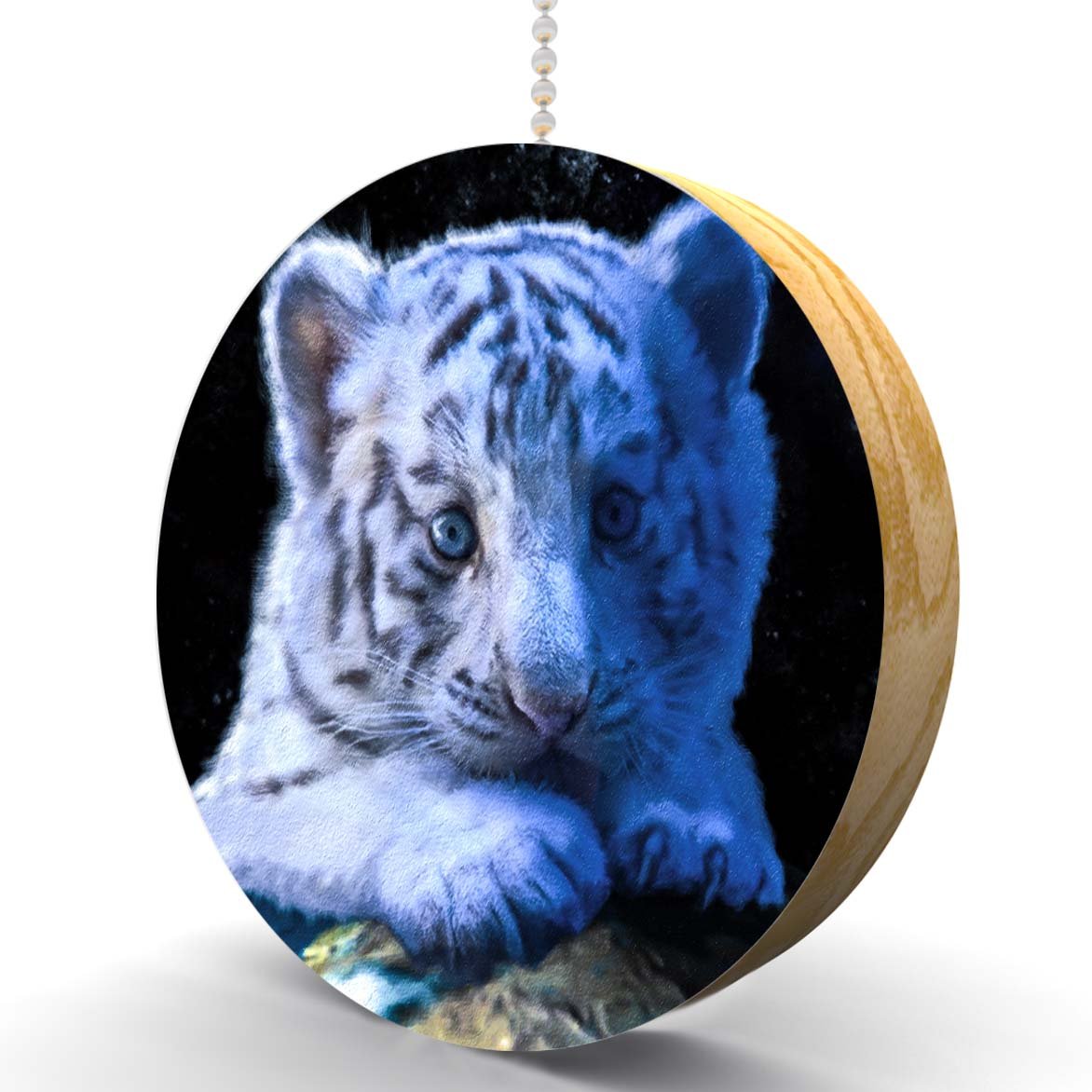 White Tiger Hardwood Oak Fan/Light Pull for Baby Nursery - Perfect for Ceiling Fan Chains and Light Switch Cords in Kids' Rooms