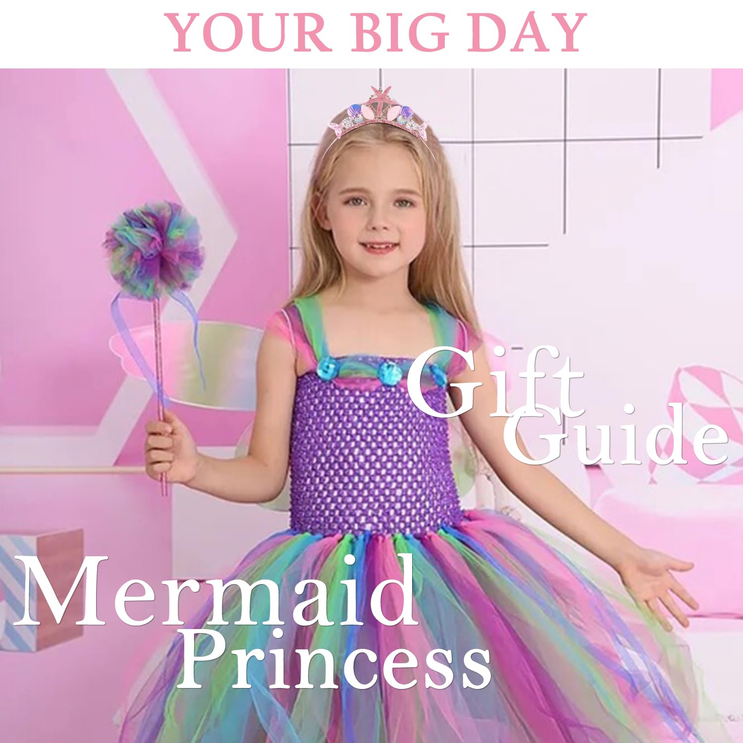 Mermaid Crown Headband for Girls - Princess Tiara with Seashell Design for Little Mermaid Party, Halloween & Birthday Costume Accessories | Perfect for Dress-Up, Themed Parties & Photo Props