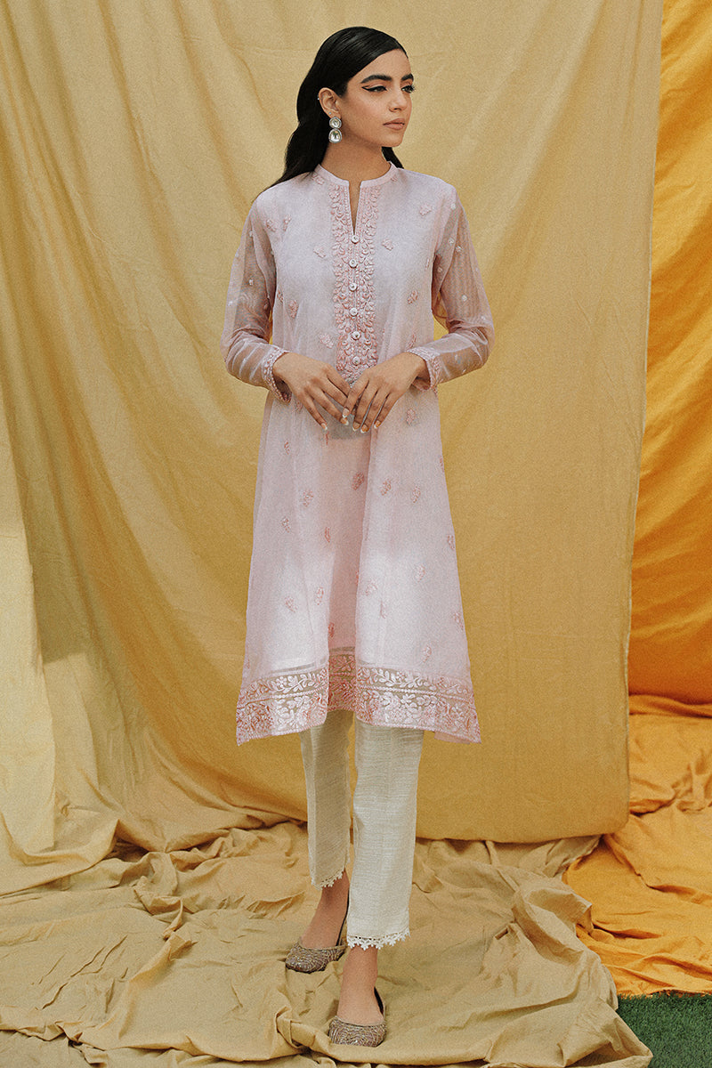 Lavender Pearl Embroidered Shirt for Women - Elegant Floral Blouse for Casual & Office Wear - Perfect for Spring & Summer Outfits