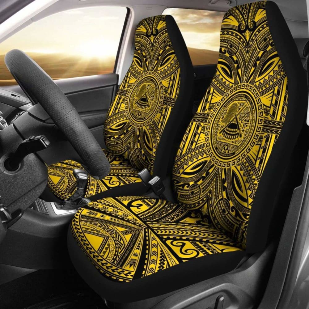 Premium American Samoa Car Seat Cover with Polynesian Gold & Black Coat of Arms Design - Durable Protection for Vehicles - Perfect for Cars, Trucks & SUVs