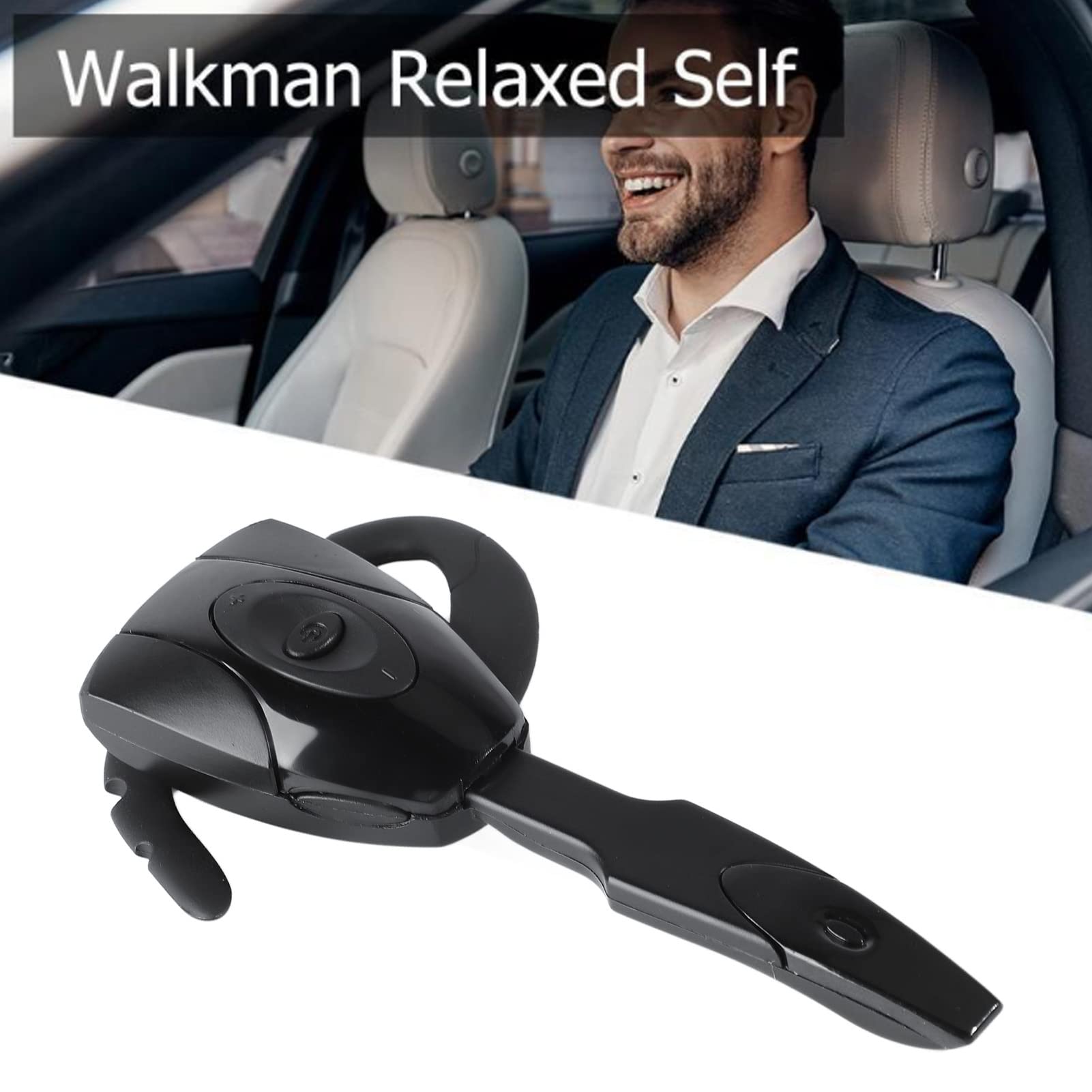 Wireless Bluetooth Headset V5.0 with Noise Cancelling Microphone - Single Ear Lightweight Headphones for Business, Office, Driving & Sports | Hands-Free Calling, Rechargeable Earpiece for Professionals & Active Lifestyles