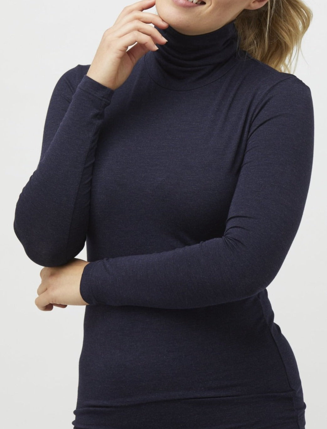 Soft Tani Marl Micromodal Turtleneck Top for Women - Breathable & Comfortable Slim Fit Long Sleeve Shirt - Perfect for Work, Layering & Everyday Wear