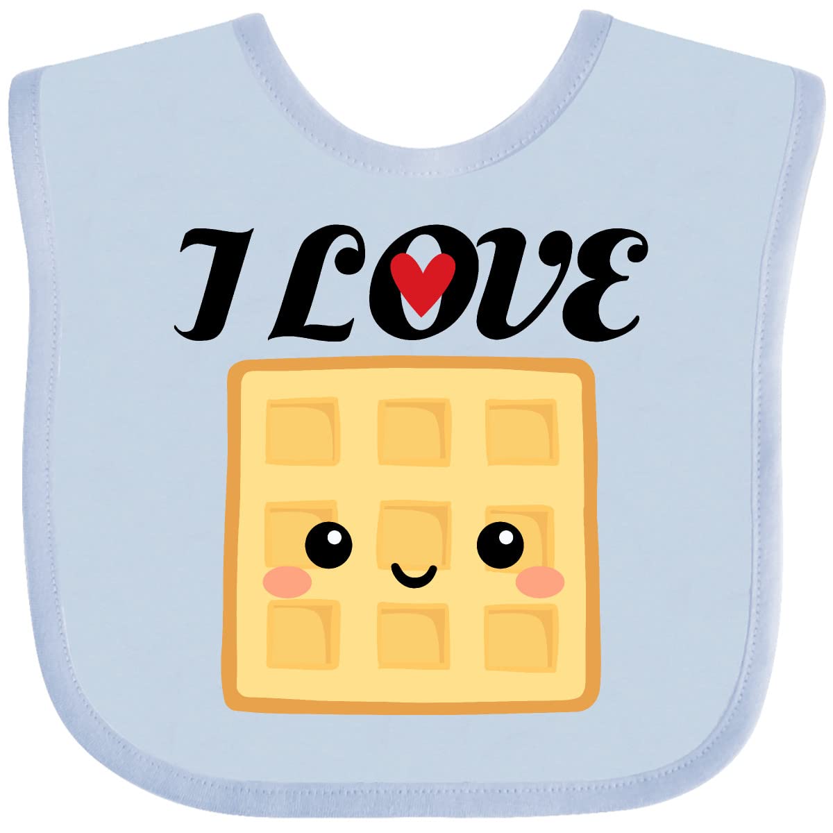 Inktastic Waffle Lover I Love Waffles Baby Bib - Soft Cotton Drool Bib for Infants & Toddlers - Perfect for Breakfast, Brunch & Family Mealtime