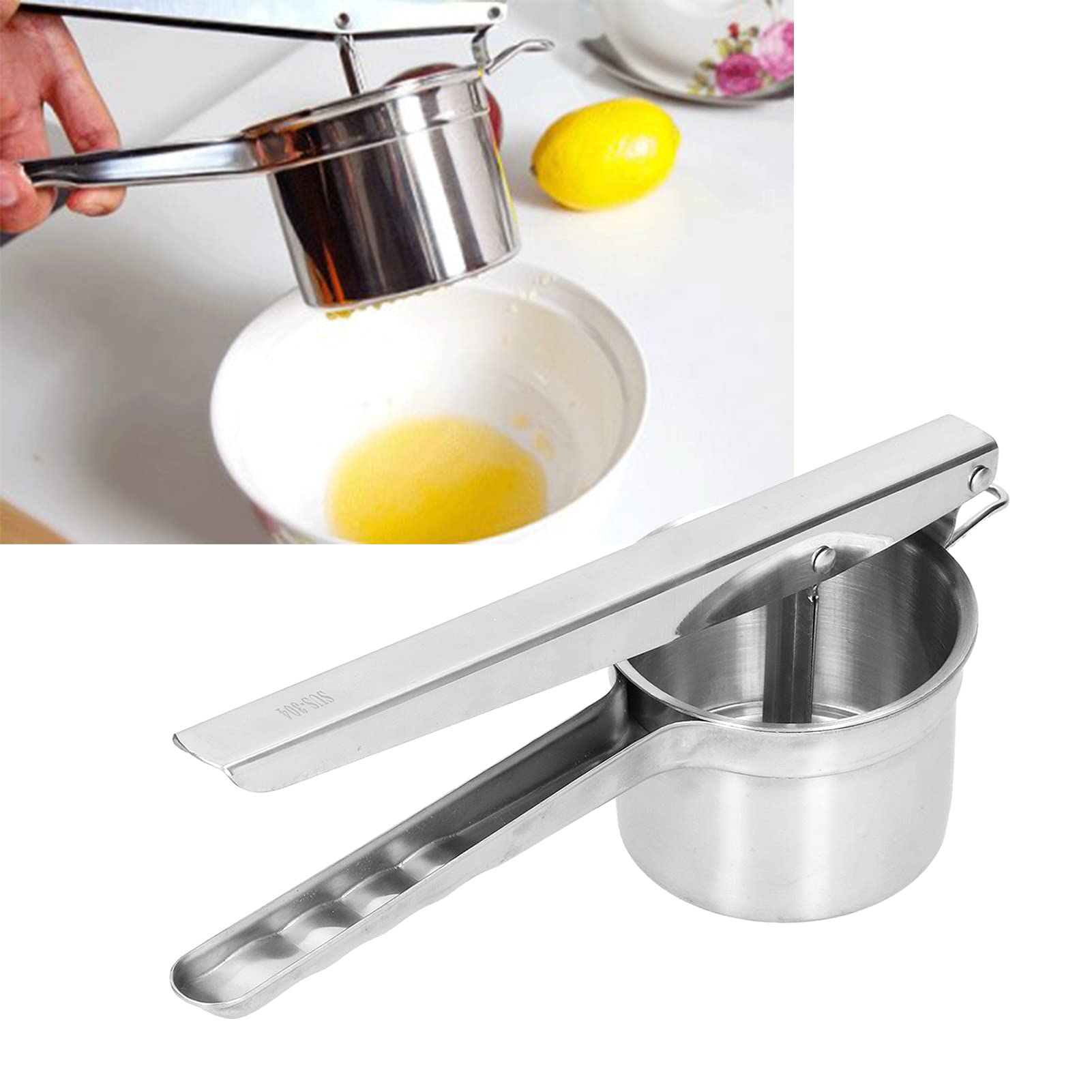 Stainless Steel Potato Ricer & Masher - Ergonomic Kitchen Press Tool for Perfect Mashed Potatoes, Vegetables & Baby Food | Ideal for Home Cooking, Baking & Meal Prep