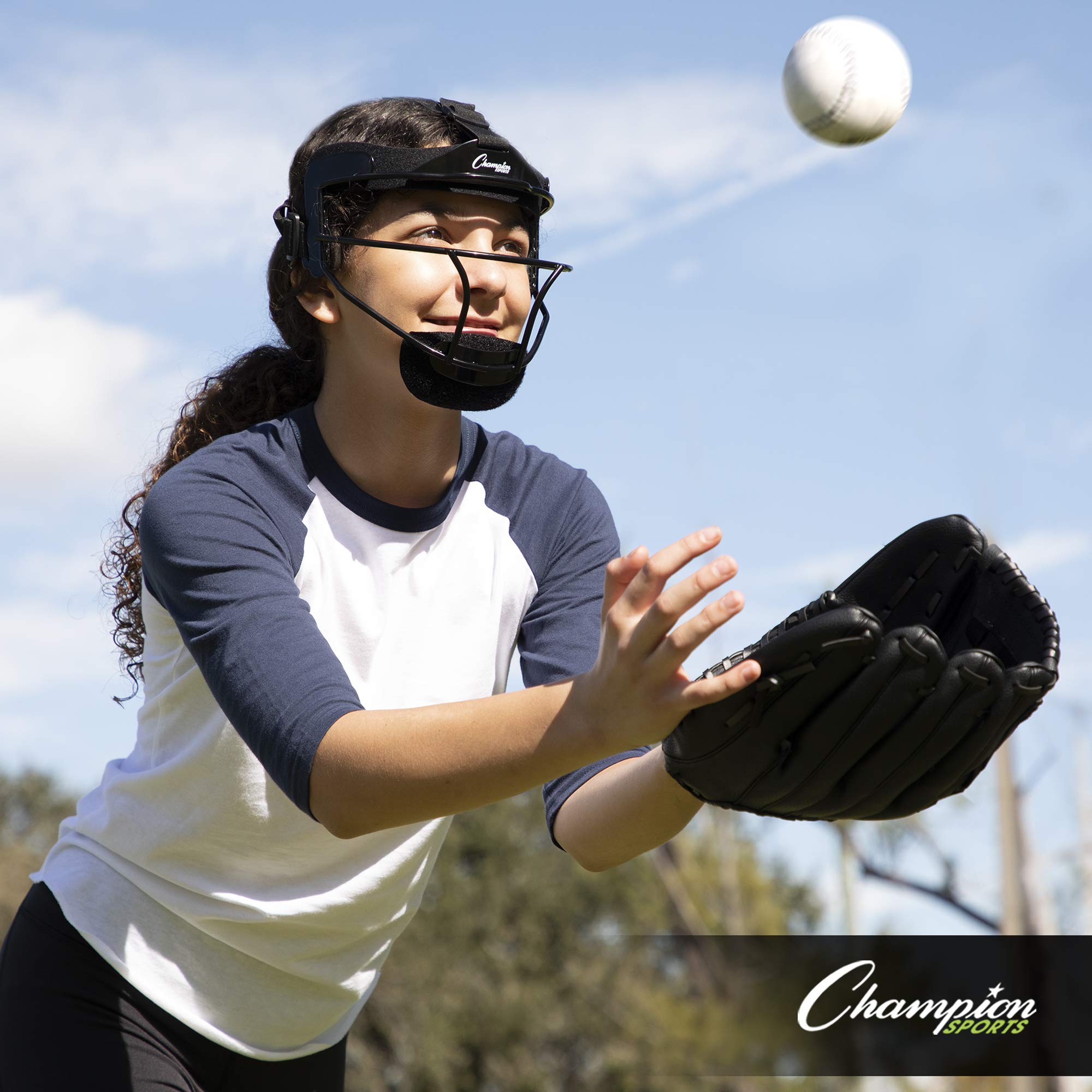 Champion Sports Steel Softball Face Mask for Adults - Durable Fielders Mask & Head Guard - Premium Baseball & Softball Protective Gear for Indoor/Outdoor Training, Games & Practice - Multiple Styles Available