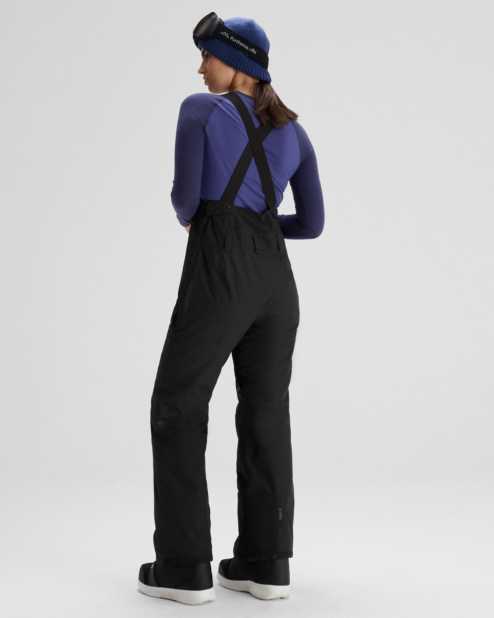 PWDR Days Women's 2-Layer Insulated Bib Overalls - Waterproof Snow Pants for Skiing, Snowboarding & Winter Outdoor Activities (Black Stingray)