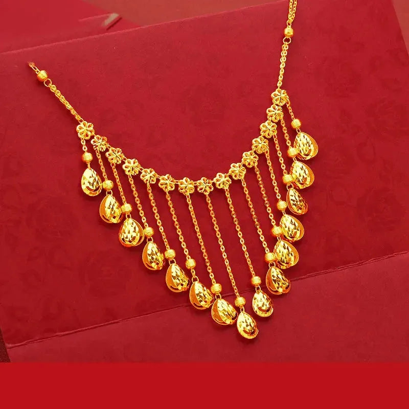 24K Pure Gold Necklace Real AU 999 Solid Gold Chain - Classic & Trendy Fine Jewelry for Women - Perfect for Parties, Weddings & Special Occasions - Hot New 2023 Collection
