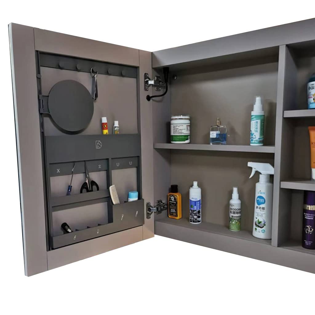 Stainless Steel Bathroom Mirror Cabinet with Storage - Wall Mounted Medicine Cabinet with Endoscope, Surface or Flush Mount - 80cm Large Bathroom Mirror for Modern Homes & Spa-Like Vanity Areas