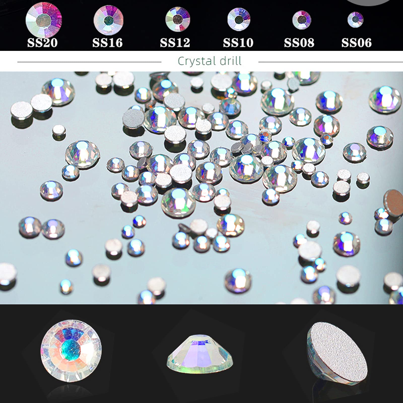 4880Pcs AB Crystal Nail Rhinestones Set - Round Flatback Glass Gems for Nail Art, DIY Crafts, Clothing & Jewelry Decoration | Multi-Shaped 3D Rhinestones for Professional & Home Use