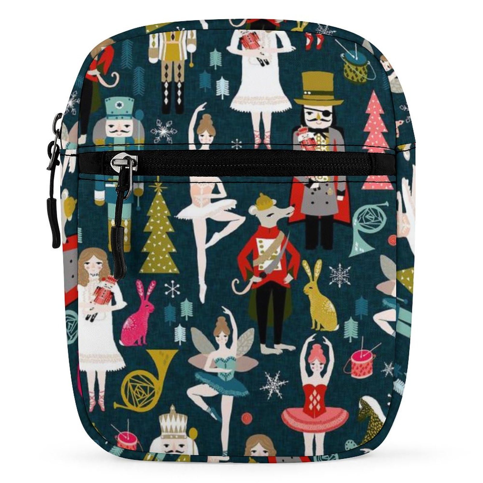 Nutcracker Ballet Small Crossbody Bag - Adjustable Satchel Shoulder Purse for Women & Men - Perfect for Travel, Concerts & Holiday Events