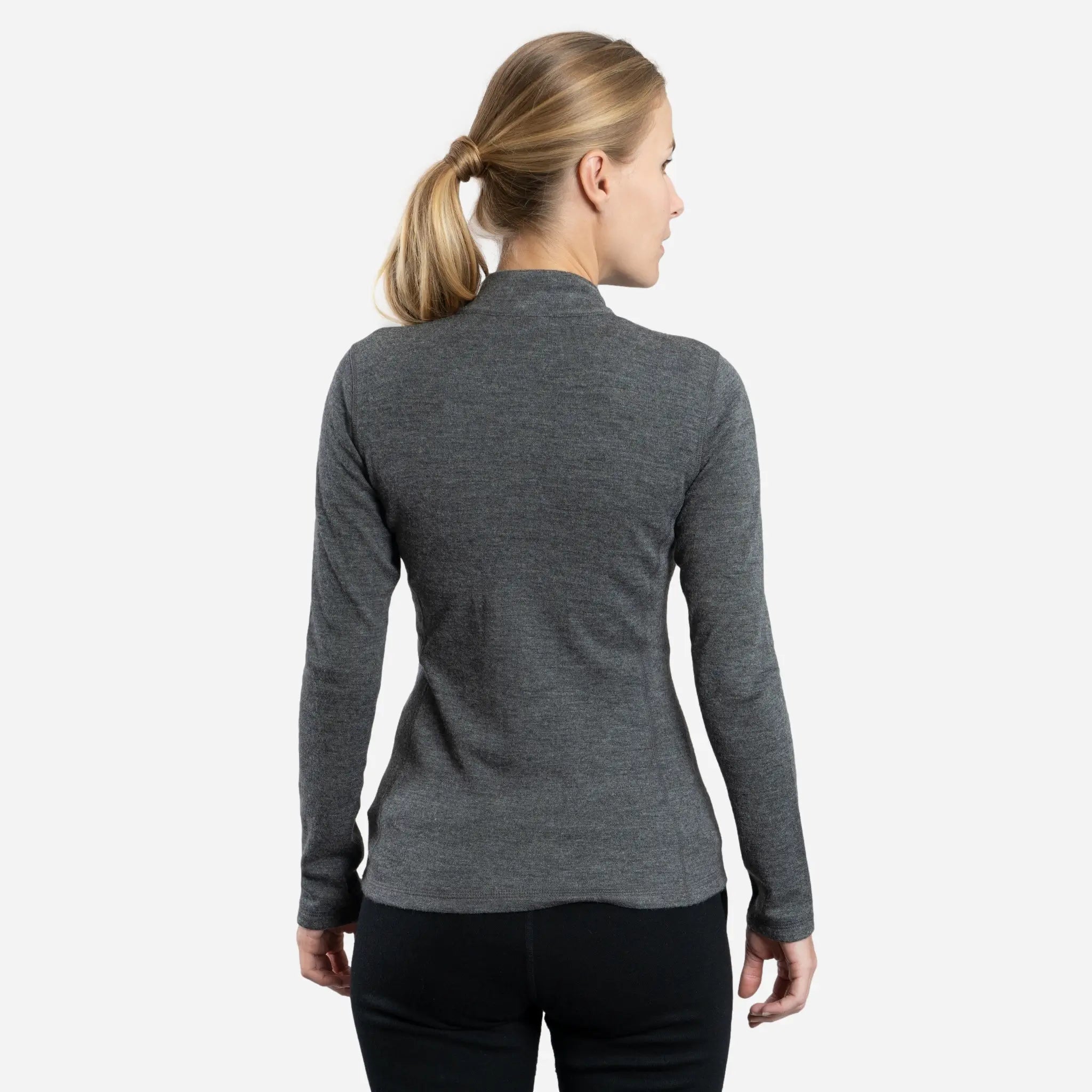 Women's 300 Lightweight Alpaca Wool Base Layer - Half Zip Thermal Top for Hiking, Skiing & Winter Outdoor Activities