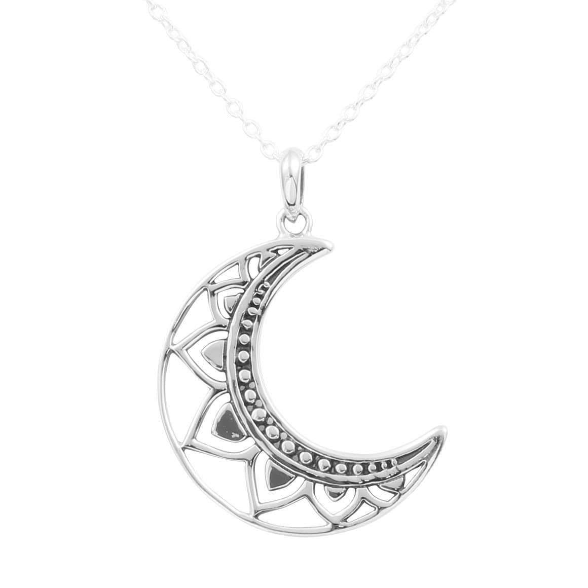 Mandala Moon Necklace - Handmade Boho Moon Pendant Jewelry for Women - Perfect for Yoga, Meditation & Spiritual Gifts