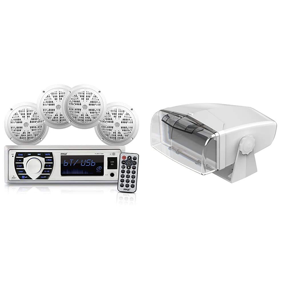 12V Waterproof Marine Radio Receiver with Bluetooth - Single DIN Digital Boat Dash Console System & MH200 Transparent Housing Unit | Perfect for Boating, Fishing & Marine Navigation