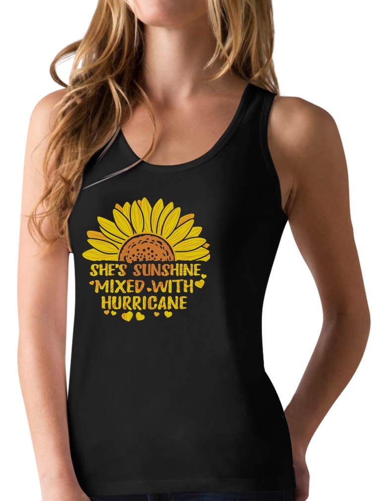 Sunflower Tank Tops for Women - Summer Casual Racerback Tops - Cute Floral Sleeveless Shirts for Girls - Perfect for Beach, Picnic & Summer Outfits