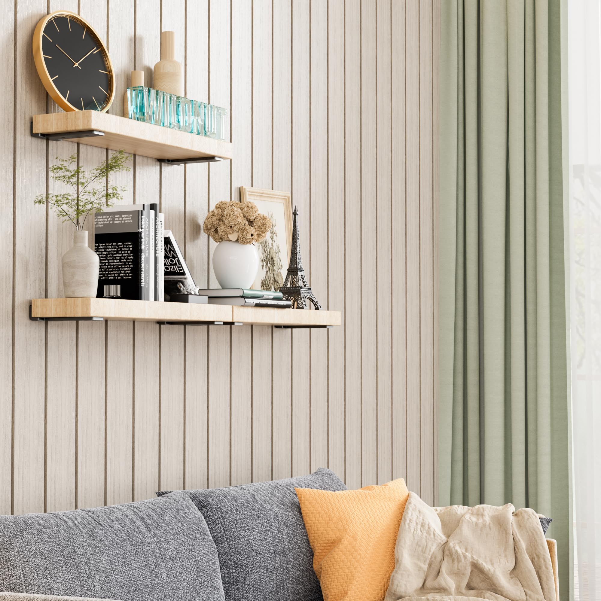Hidden L Floating Shelf Brackets - 6 Inch, 6 Pack Heavy Duty Industrial Wall Mounted Rustic Black Shelf Brackets with Modern Iron Finish - Perfect for Home Office, Kitchen, Bathroom & Living Room Storage & Decor