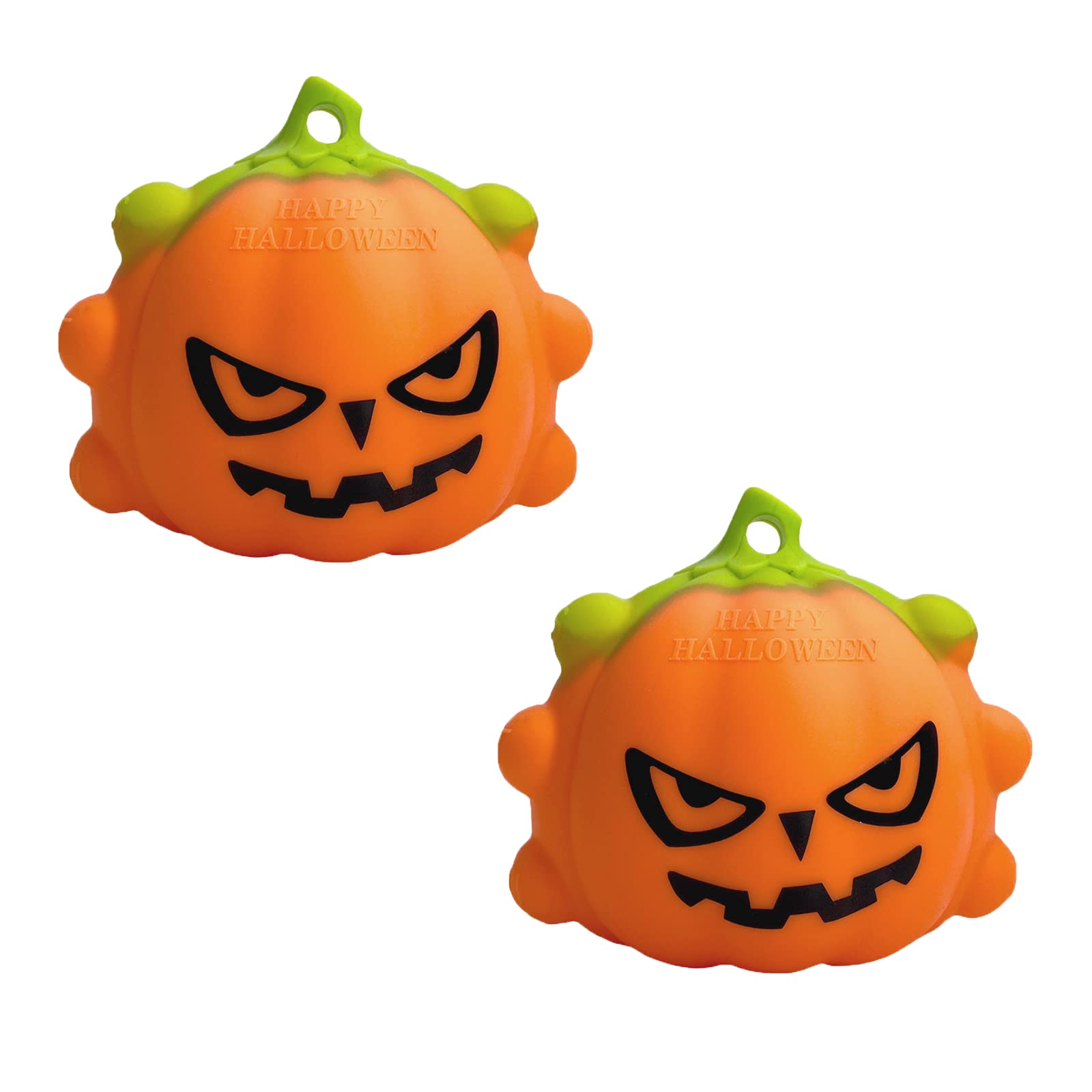 2 Pack Pop Ball It Fidget Toys - 3D Squeeze Pumpkin Stress Balls for Kids & Adults, Halloween Party Favors, Classroom Rewards, Anxiety Relief - Indoor/Outdoor Decor with LED Light (Orange & Black)