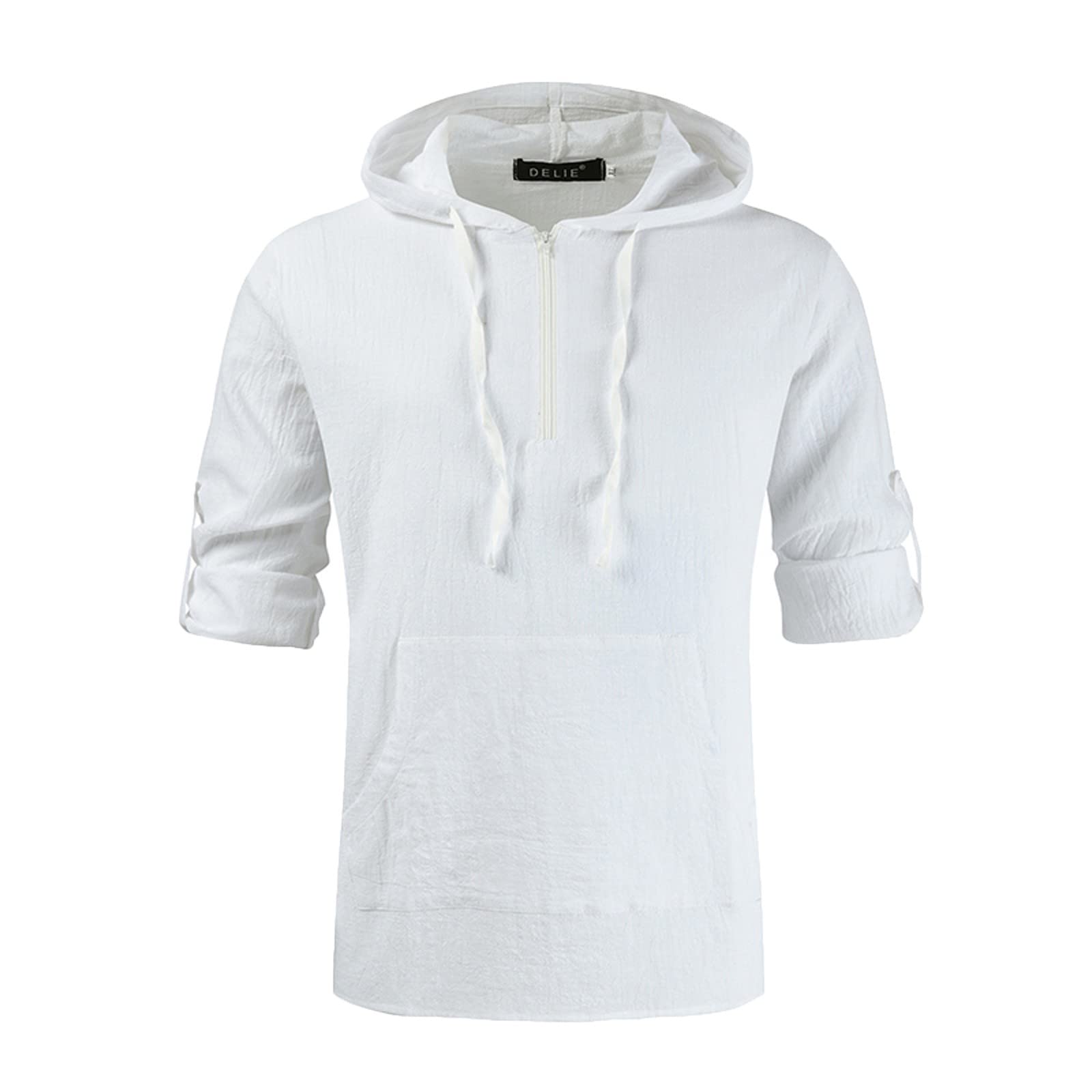Men's Plus Size Casual Hooded Long Sleeve T-Shirt - Solid Color Loose Fit Pullover Top for Spring & Fall | Travel, Outdoor Activities & Everyday Wear