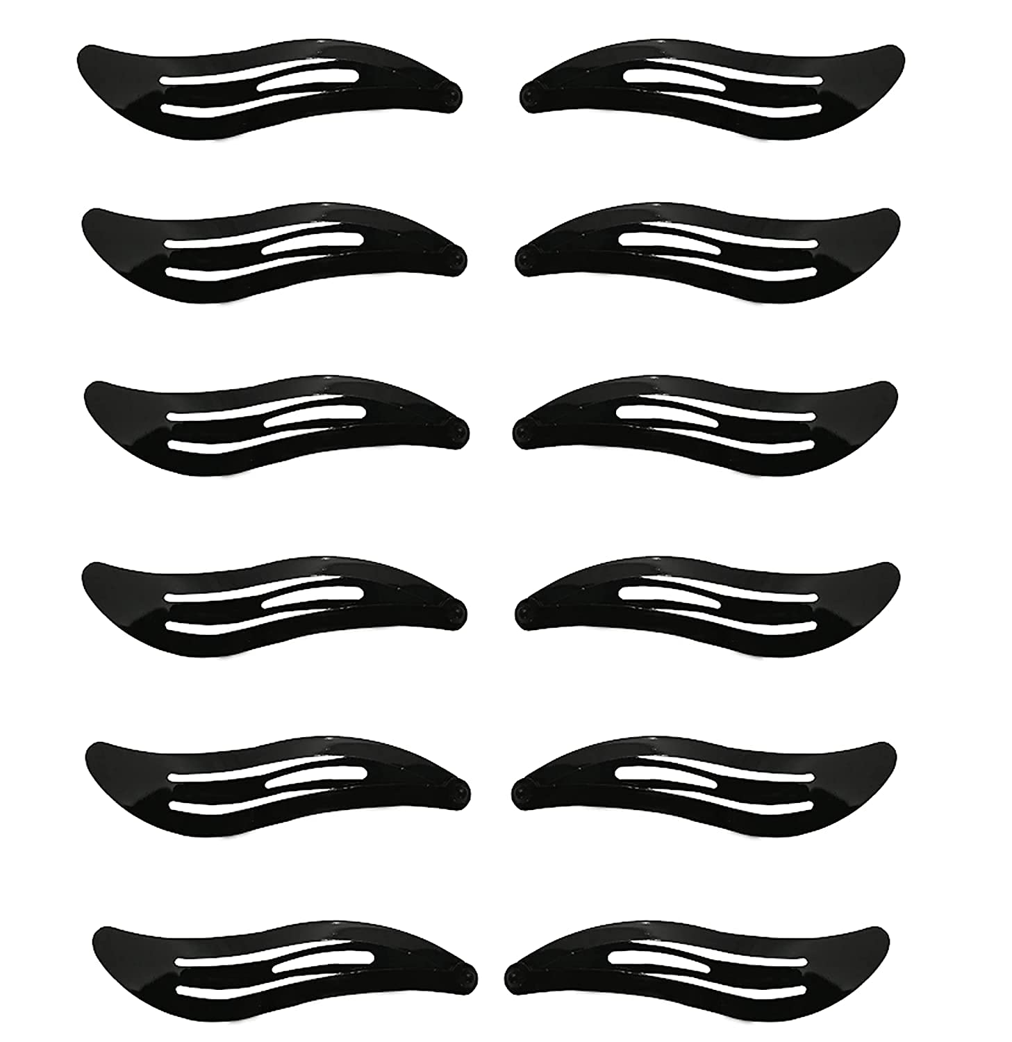 CHRONEX Black Tic Tac Hair Clips for Women & Girls - 24 Pack | Wave Shape Hair Pins & Accessories for School, Parties & Everyday Use