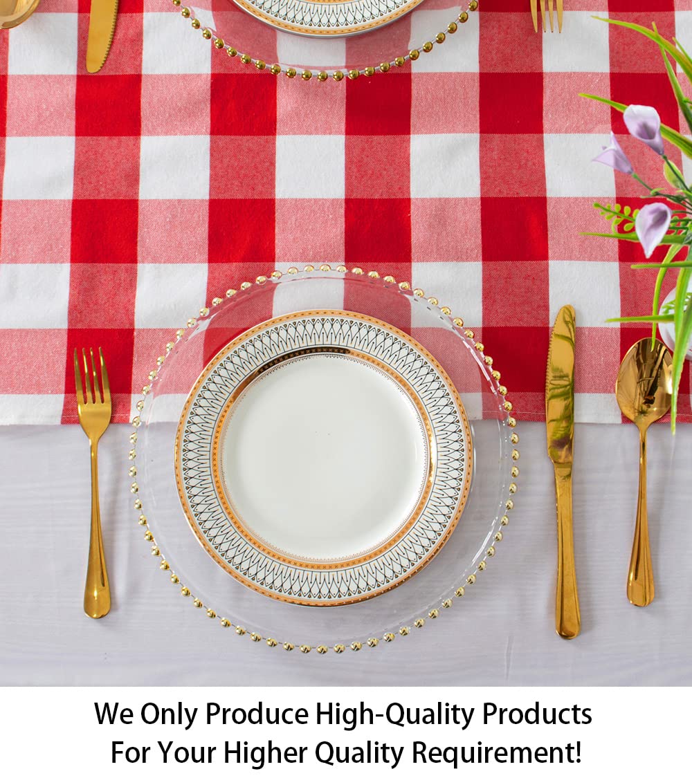 Buffalo Check Table Runner 13x72 Inches - Red and White Cotton Checkered Table Cover for Farmhouse, Kitchen & Dining Room Decor - Perfect for Family Dinners, Holiday Parties & Rustic Weddings