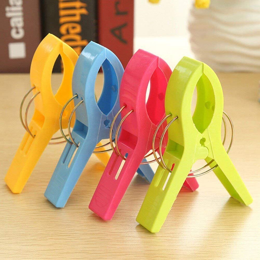 4Pcs Heavy Duty Beach Towel Clips for Chairs - Cruise, Pool & Outdoor Use - Secure Your Towel from Wind - Durable Plastic Clothes Pins for Beach, Vacation and Travel Essentials