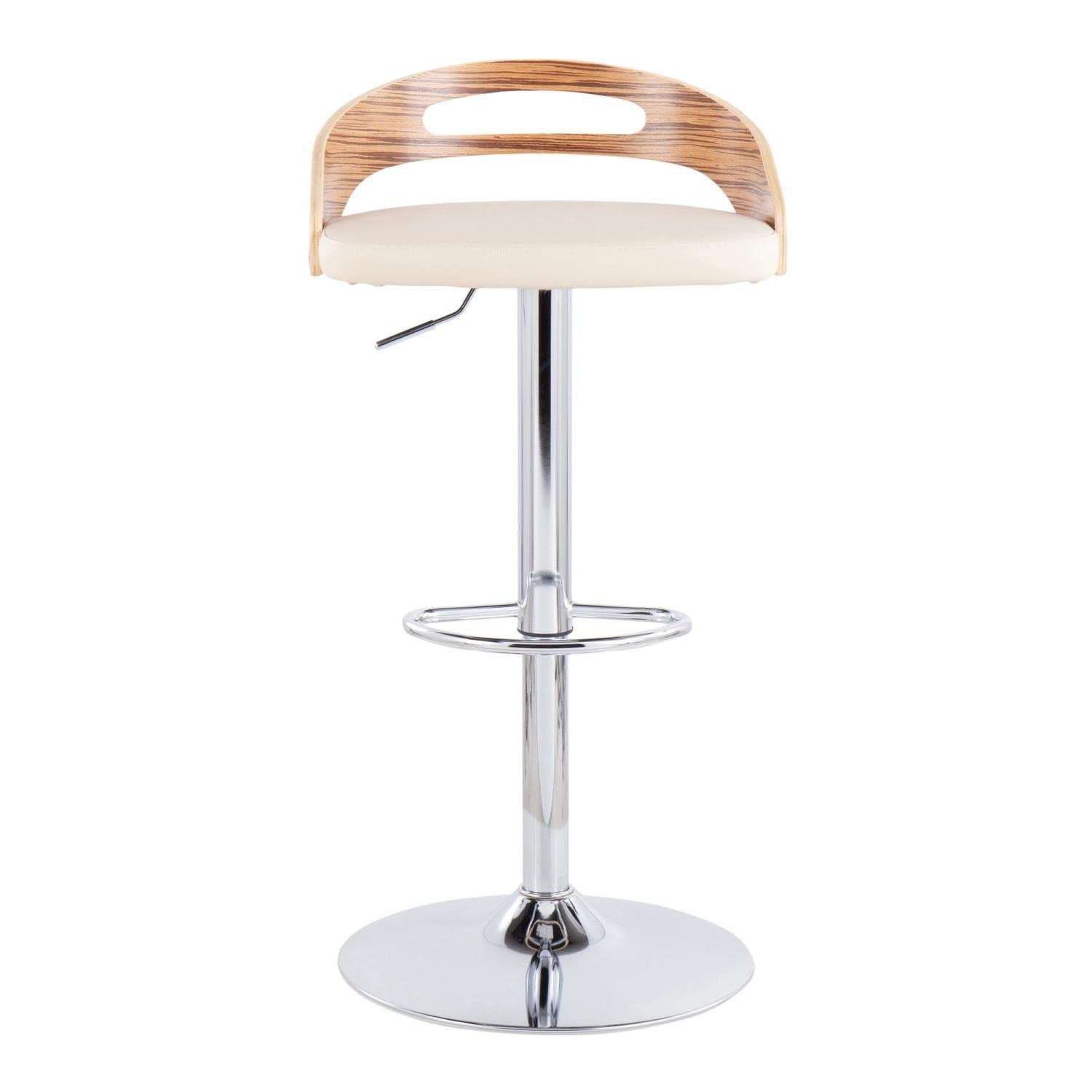 LumiSource Cassis Adjustable Swivel Bar Stool with Chrome Finish - Modern Bar Chair for Kitchen Island, Home Bar, or Dining Counter - Height Adjustable & Comfortable Seating