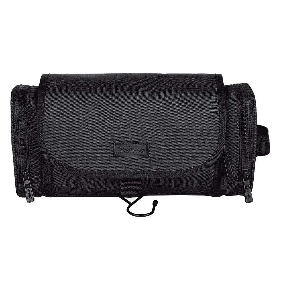 Titleist Players Hanging Toiletries Bag - Waterproof Travel Cosmetic Organizer for Men & Women (Charcoal/Black) - Perfect for Golf Trips, Camping & Gym Use