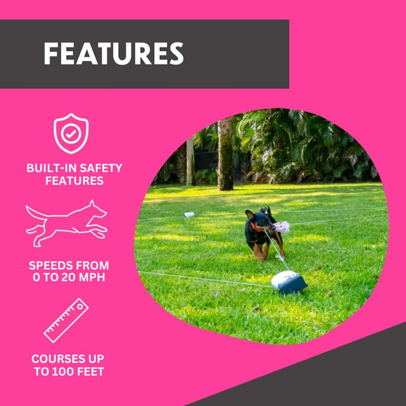 Swift Paws App-Controlled Dog Toy - Interactive Chase & Flag Lure Course for Dogs - Smart Pet Enrichment Game for Backyard, Training & Exercise