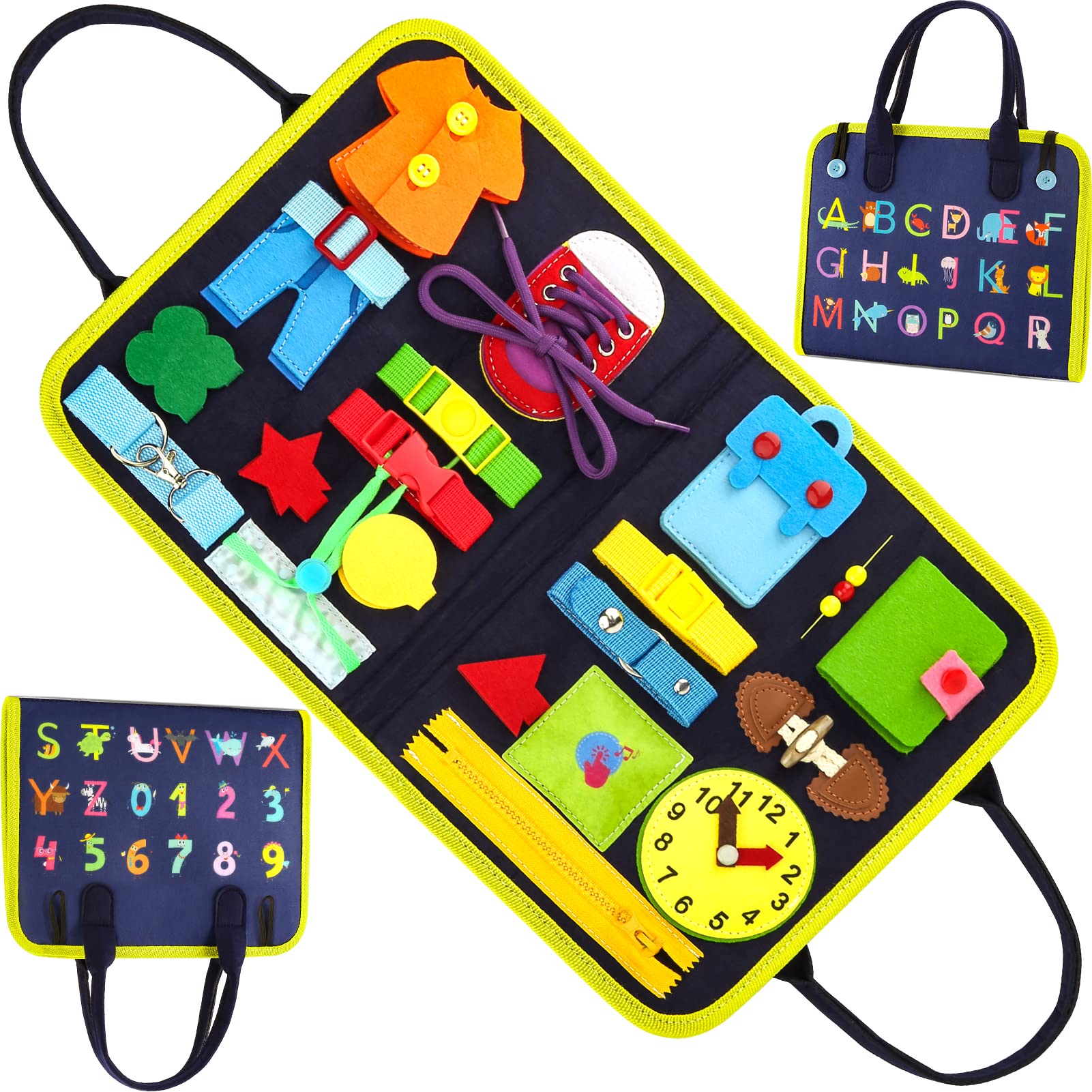 Montessori Busy Board for Toddlers 1-4 - 20-in-1 Sensory Travel Toy for Fine Motor Skills | Perfect for Airplane & Car Rides