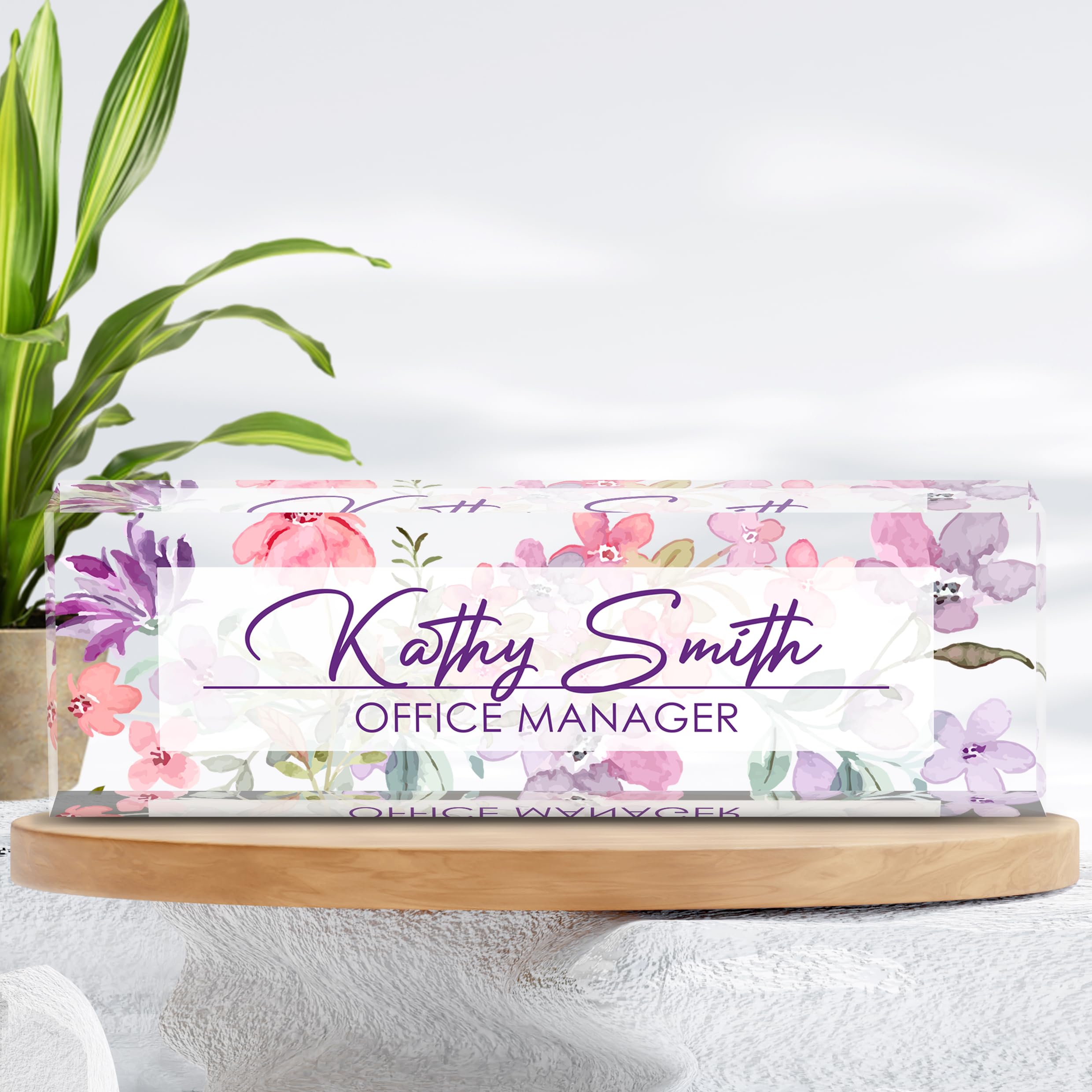 Custom Acrylic Desk Name Plate - Personalized Office Name Sign for Boss, Teacher, Coworkers & Employees - Perfect Office Desk Accessory & Professional Gift for Work, Retirement & Appreciation