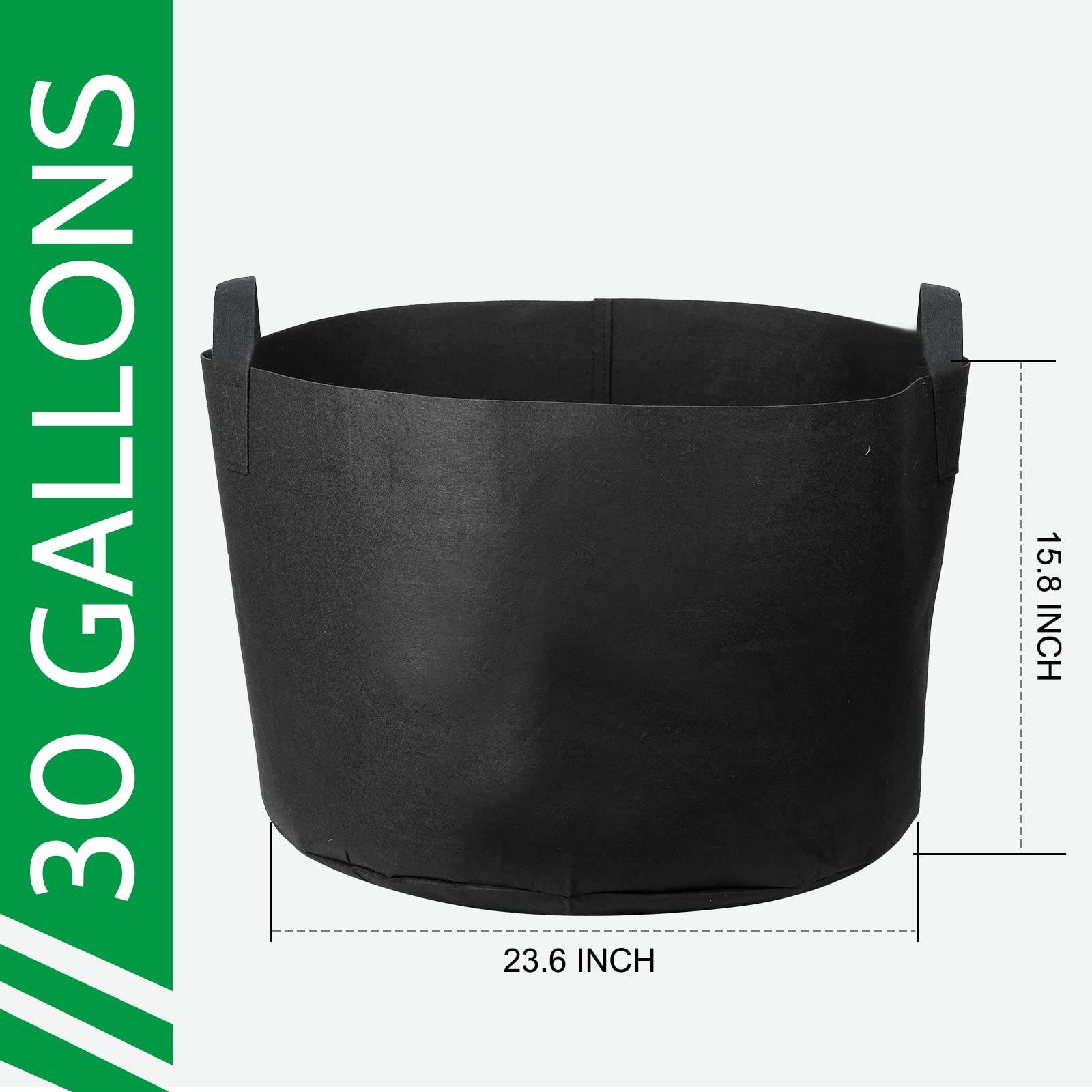 JERIA 12-Pack 30 Gallon Plant Grow Bags - Breathable Aeration Fabric Pots with Handles for Vegetables, Flowers & Plants (Black) - Includes 12 Plant Labels - Ideal for Gardening, Urban Farming & Container Planting