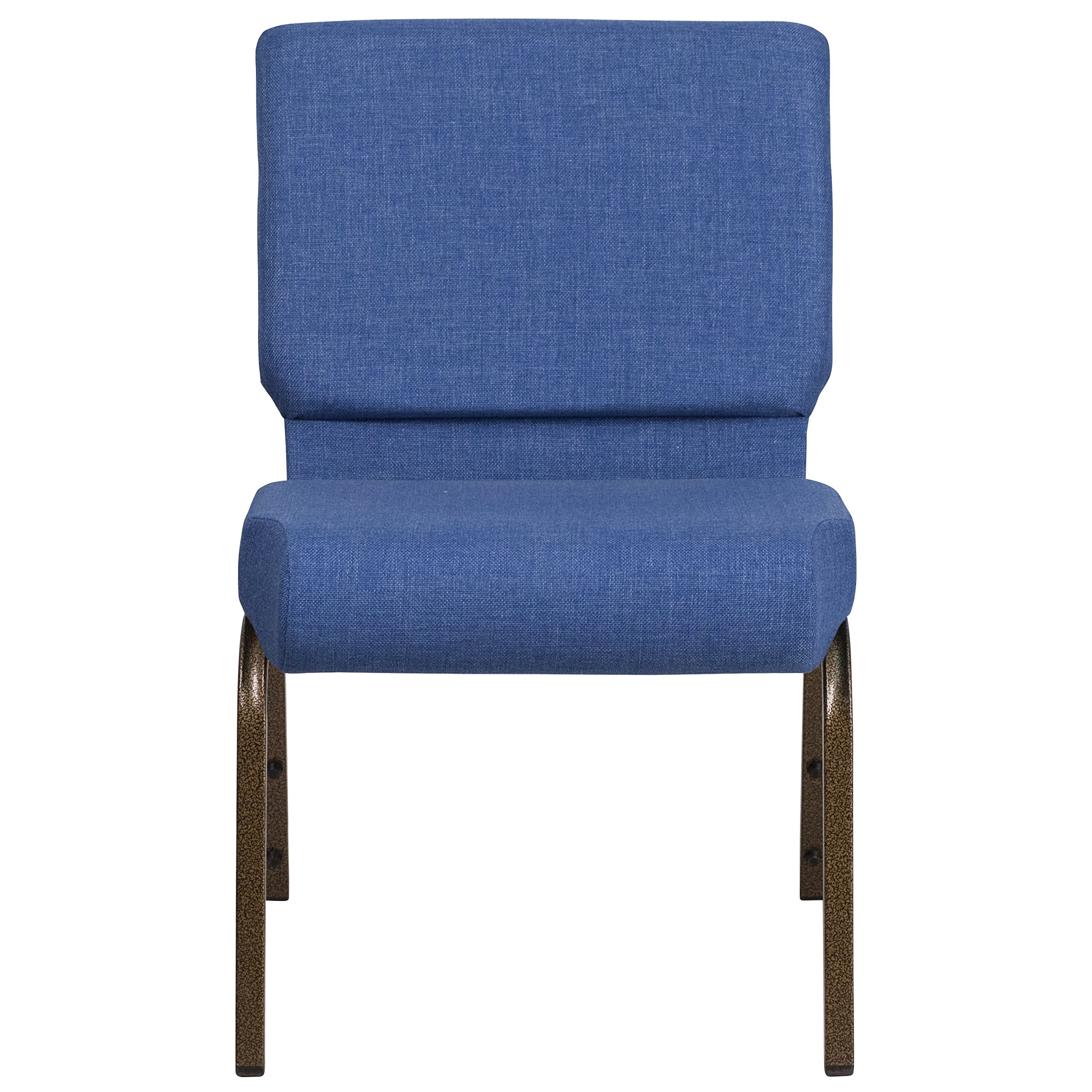 EMMA + OLIVER 21-Inch Stackable Church Chairs with Blue Fabric & Gold Vein Frame - Perfect for Weddings, Events, and Church Gatherings