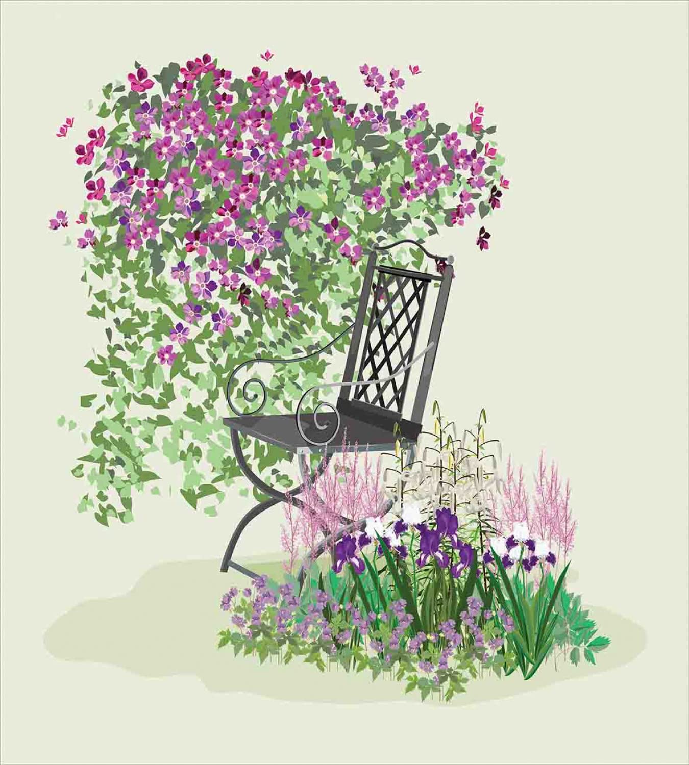 Ambesonne Floral Garden Duvet Cover Set - King Size 2-Piece Bedding with 4 Pillowcases, Purple & Green Blooming Summer Flower Design - Perfect for Bedroom Decor, Guest Room, and Vacation Home Relaxation