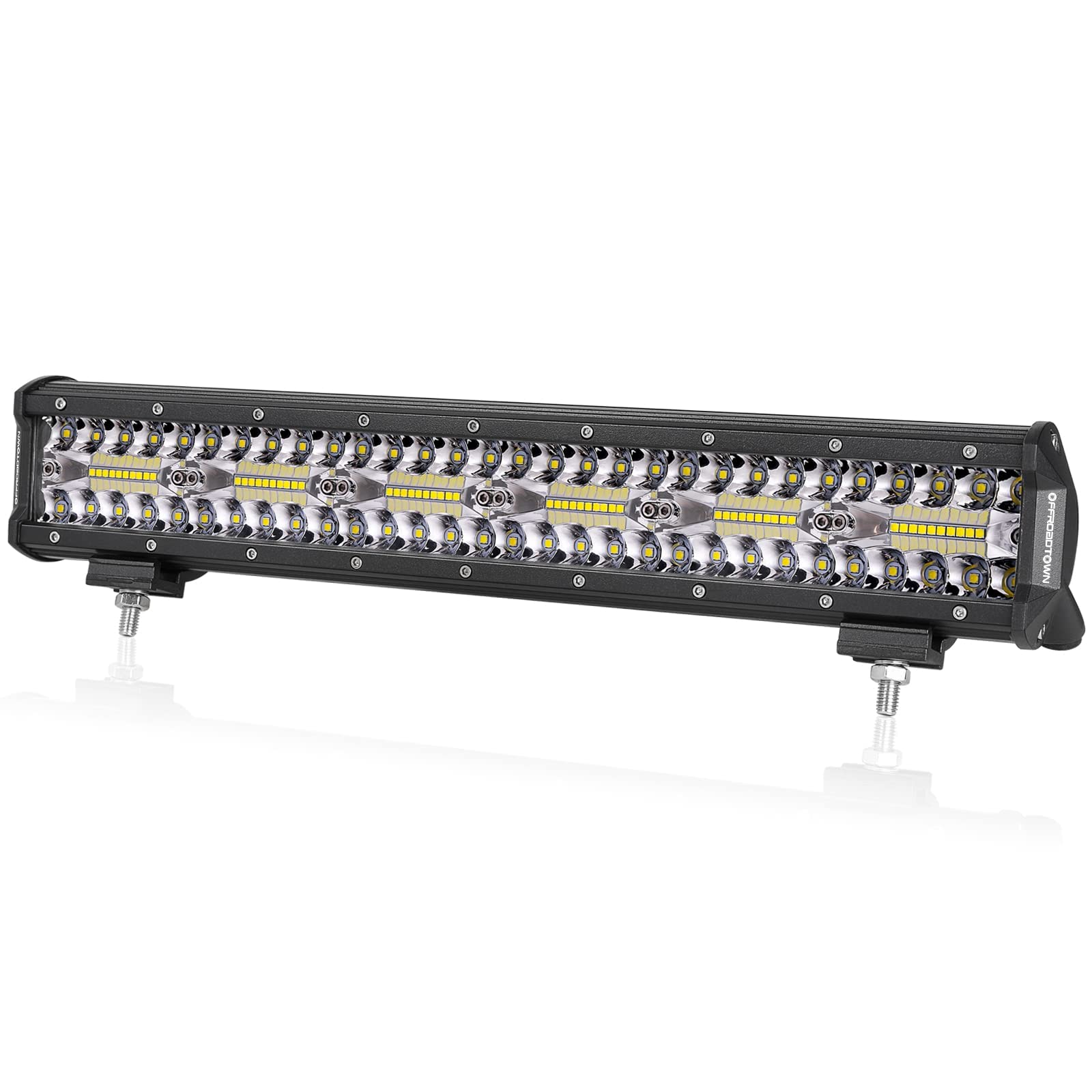 OFFROADTOWN 18 Inch LED Light Bar - Waterproof Off Road Driving Lights & Fog Lights for Trucks, Pickups, UTVs, SUVs, Broncos & Can-Am - Perfect for Night Off-Roading, Work Sites & Emergency Lighting