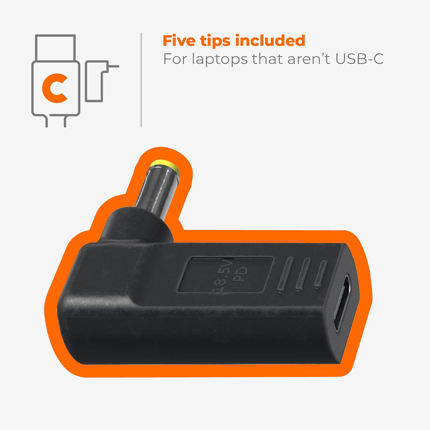 Einova 100W GaN Universal Power Adapter with 5 Charging Tips & USB-C Cable - Fast Charging for Laptops, Phones, Tablets - Travel, Office, Home Use (CXX008BK4B.00)