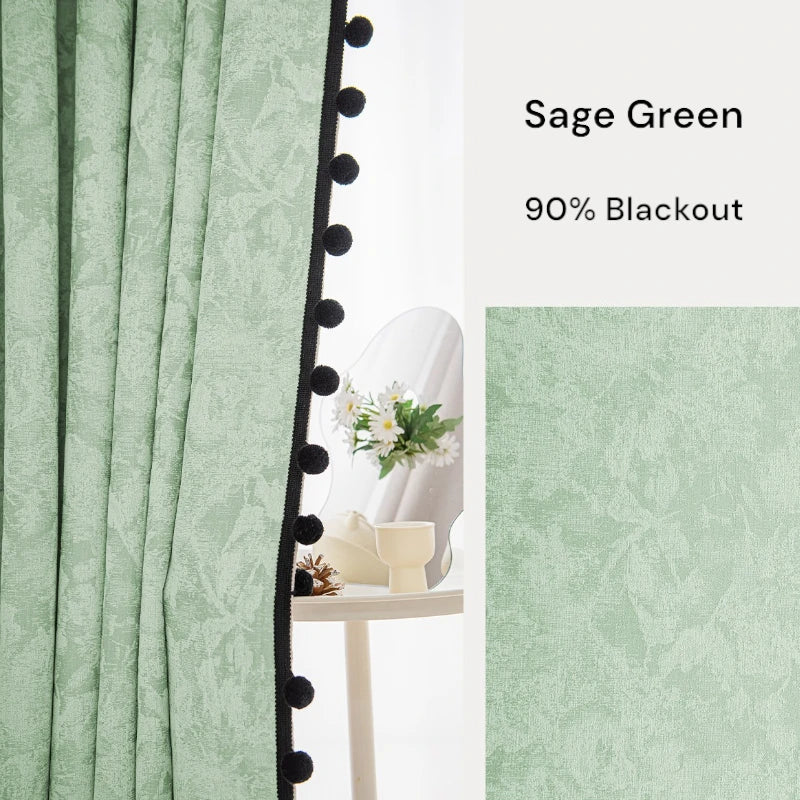 Patricia French Jacquard Floral Damask Blackout Curtains - Custom Room Darkening Window Drapes for Bedroom & Living Room Decor