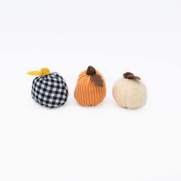 ZippyPaws Miniz 3-Pack Fall Harvest & Halloween Plush Dog Toys - Cute Squeaky Autumn Pumpkin & Gourd Dog Chew Toys for Small Dogs | Perfect for Halloween Parties, Seasonal Play & Training Rewards