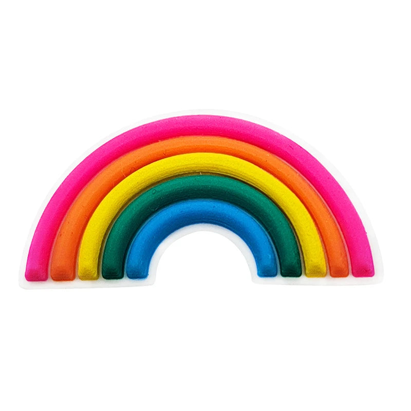 Pink Rainbow Flower Shoe Charms for Crocs - Cute Shoe Accessories & Decorations for Women & Girls - Perfect Gift for Sandals & Jibbitz - Great for Casual Wear, Beach Outfits & Summer Fashion