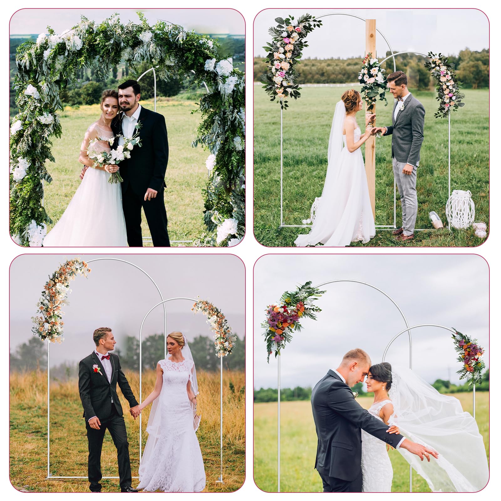 7.3FT & 6FT Metal Balloon Arch Stand Frame with Cover - Wedding Backdrop, Birthday Party Decor, Baby Shower & Graduation Ceremony Setup - White | Perfect for Indoor/Outdoor Events & Photo Booth Backgrounds