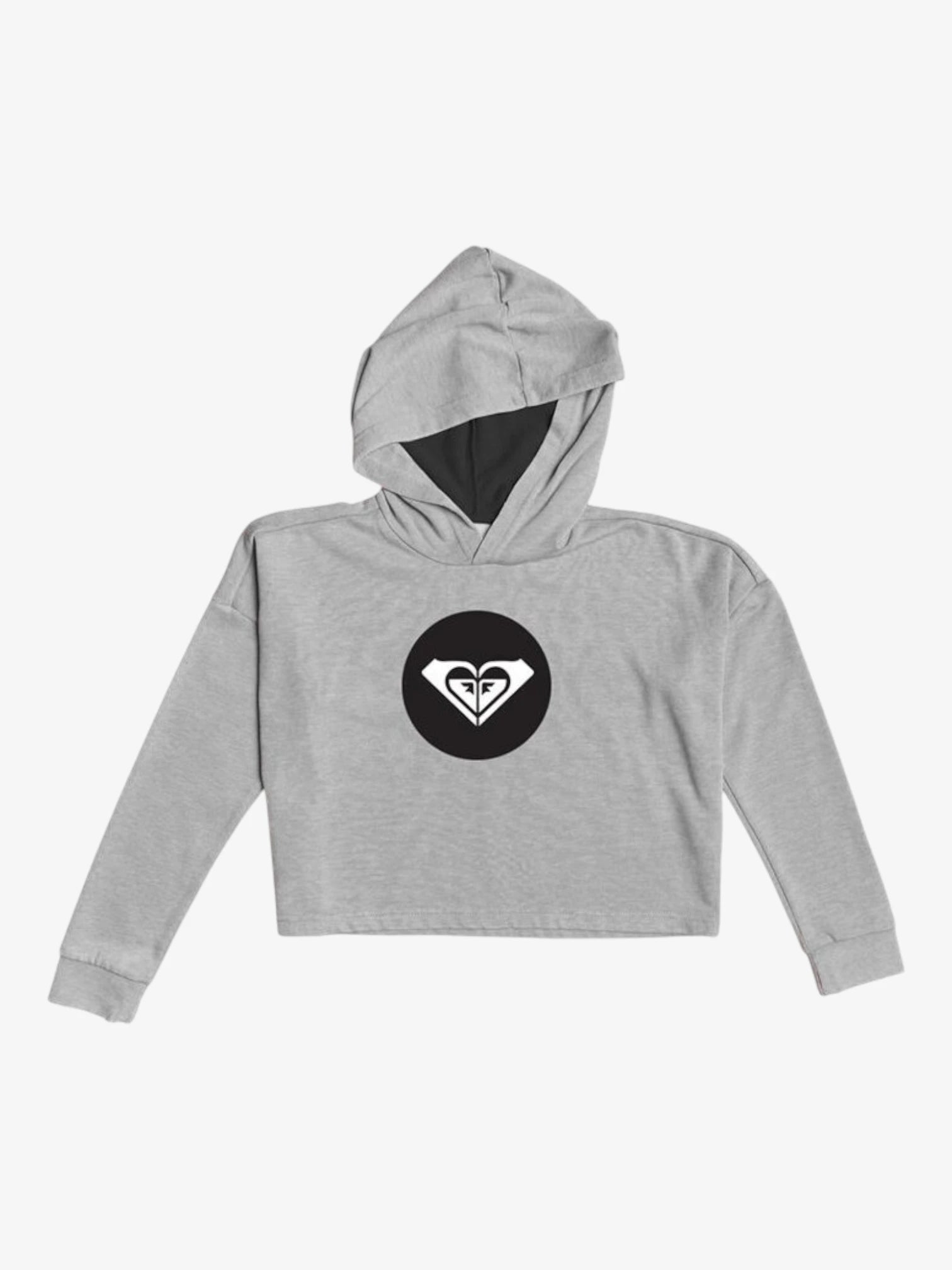 ROXY Circle Logo Girls' Gray Hoodie - Soft & Comfortable Pullover for School, Play & Outdoor Activities