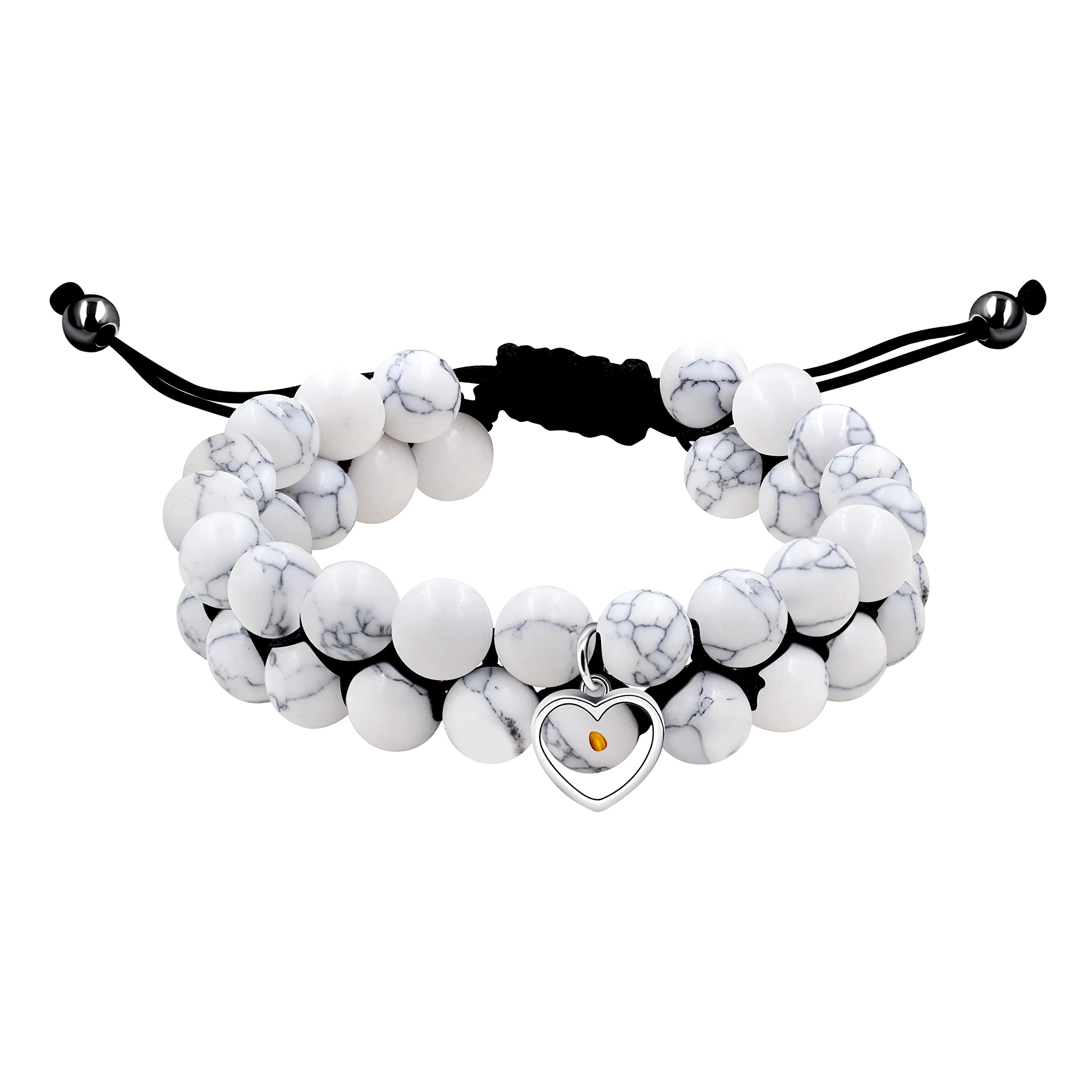 Uloveido Adjustable Braided Macrame Double Layer Bracelet with Black Lava Rock & Turquoise Stone Beads - Boho Charm Mustard Seed Bracelet for Men & Women (Y2056) - Perfect for Yoga, Meditation & Everyday Wear