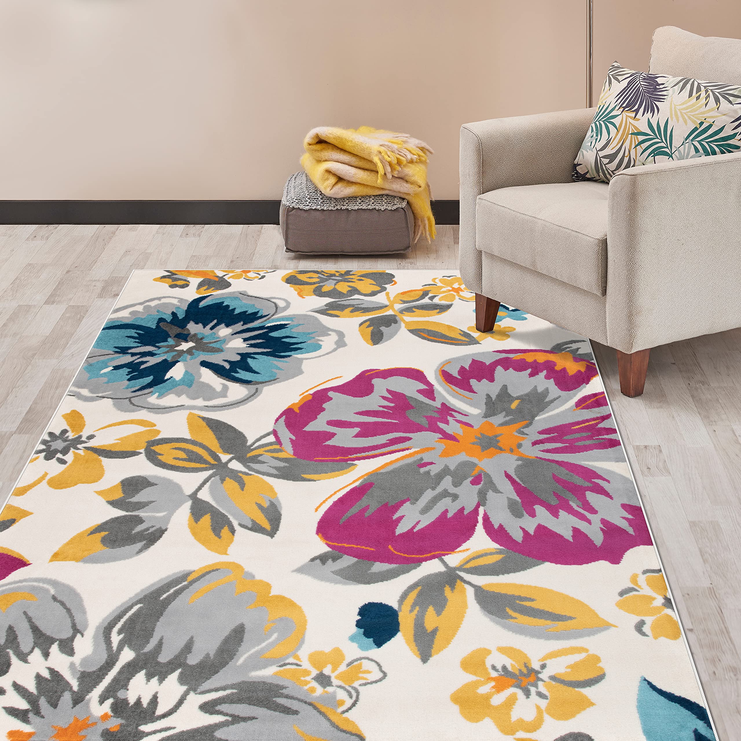 Modern Floral Area Rug 6'6
