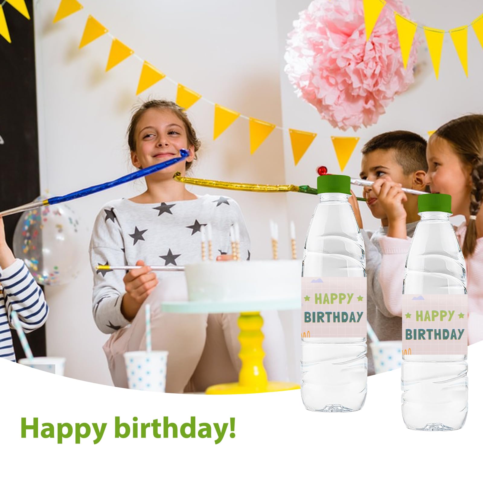 Dinosaur Birthday Water Bottle Labels - 48pcs Reusable Bottle Wraps & Decals for Birthday Parties, Bridal Showers, Baby Showers - Perfect for Party Decorations, Favors, and Special Events