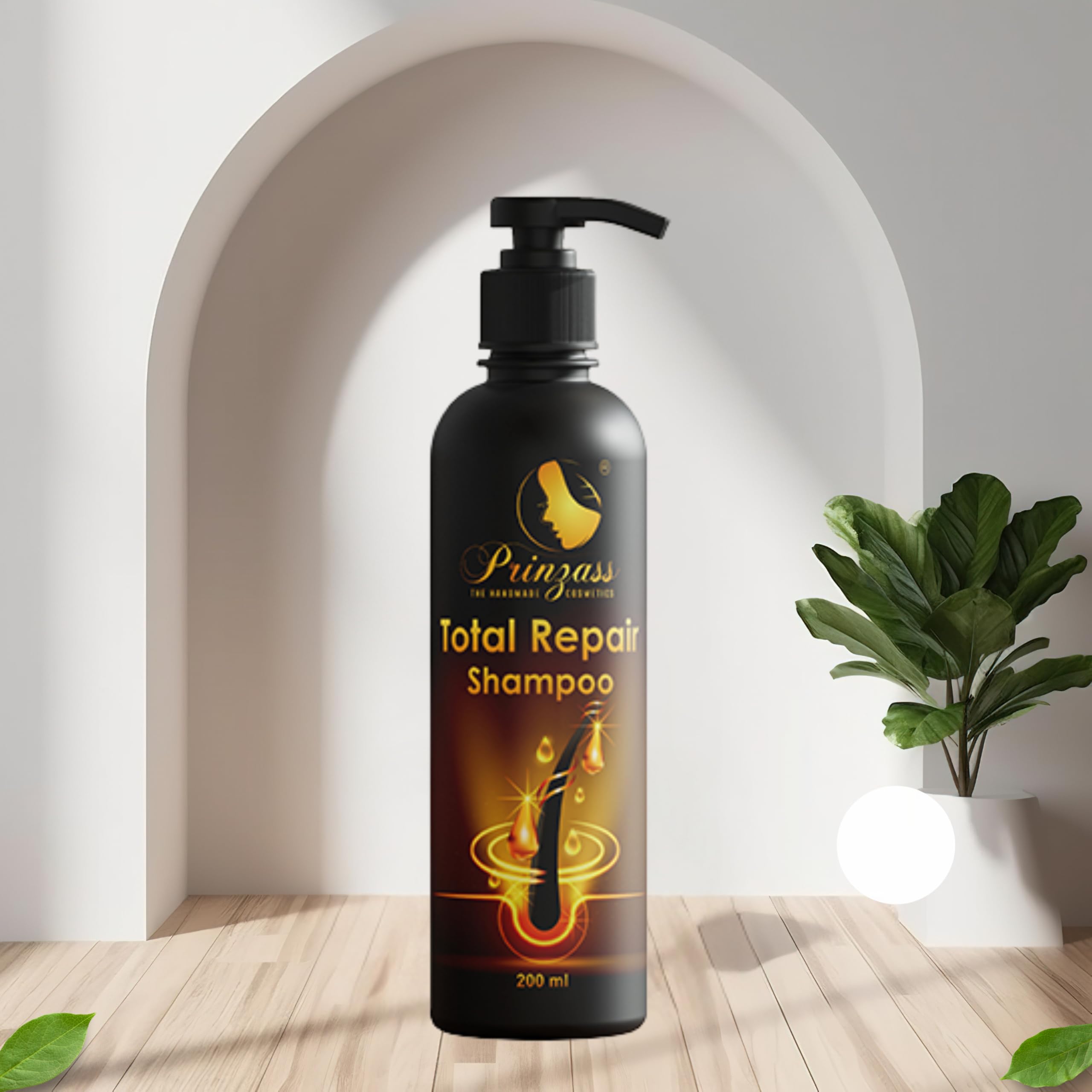 Prinzass Herbal Total Repair Shampoo for Hair Fall Control - Anti-Dryness & Split Ends Treatment with Natural Ingredients | 200ml | Revitalizes Dull, Rough Hair for Daily Nourishment & Shine
