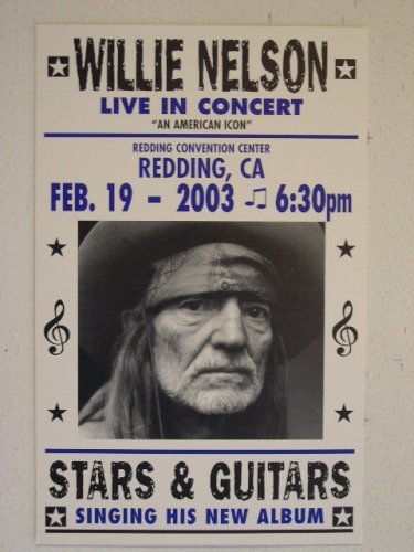 Willie Nelson Face Shot Gig Poster - Vintage Music Stars & Guitars Wall Art - Perfect for Home, Office, Bar Decor & Music Lover Gifts