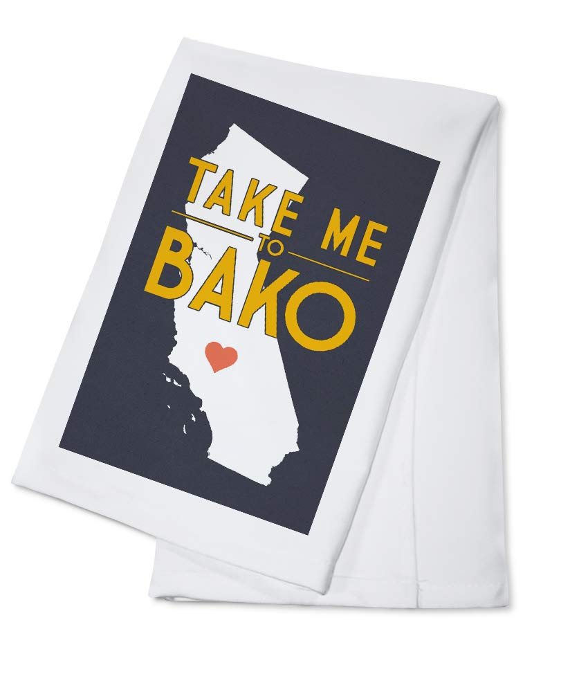Bakersfield California Home State White on Gray Outline Cotton Tea Towel - 100% Cotton Decorative Hand Towel for Kitchen & Home Decor - Perfect for Dish Drying, Gift Giving & Farmhouse Style Decor