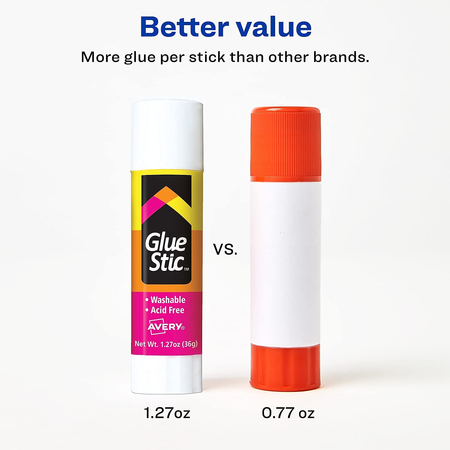 Avery 00196 Permanent Glue Stick - 1.27 Oz White Adhesive for Crafts, School Projects & Office Use - Strong Bonding for Paper, Photos & Light Materials