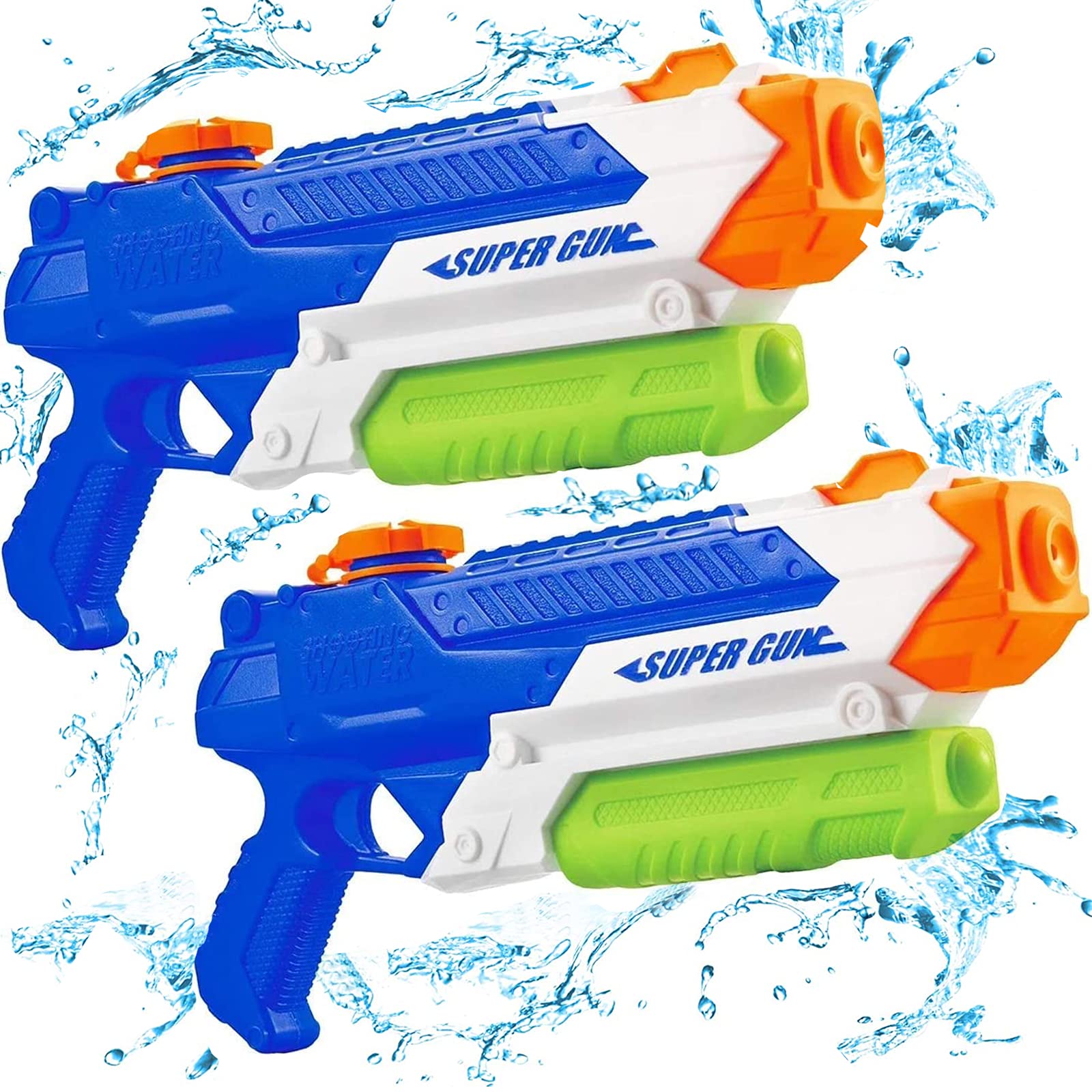 **Best Water Guns for Kids - 1000cc Summer Soaker Squirt Guns, Outdoor Water Toy for Boys & Girls Ages 3+ & Adults - 2 Pack Pool Toys for Beach, Backyard, and Water Fights (Blue)**